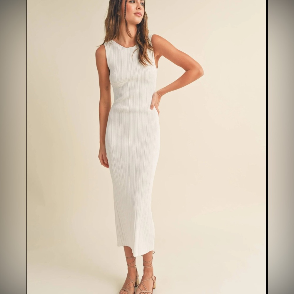 Patterned rib knitted long dress